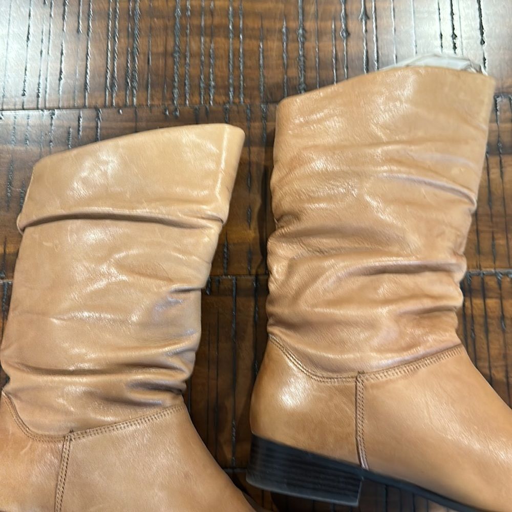 Camel tan slouch leather boots 6.5 festival - Picture 5 of 9